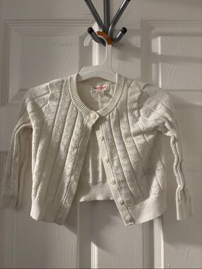 Cat & Jack Cream Eyelet Knit Cardigan